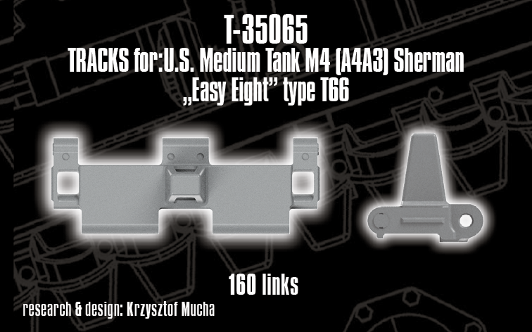 1/35 QuickTracks T-35065 Tracks for US Medium Tank M4 Sherman; SP Gun M40 (GMC) - HVSS Suspension; Type T66