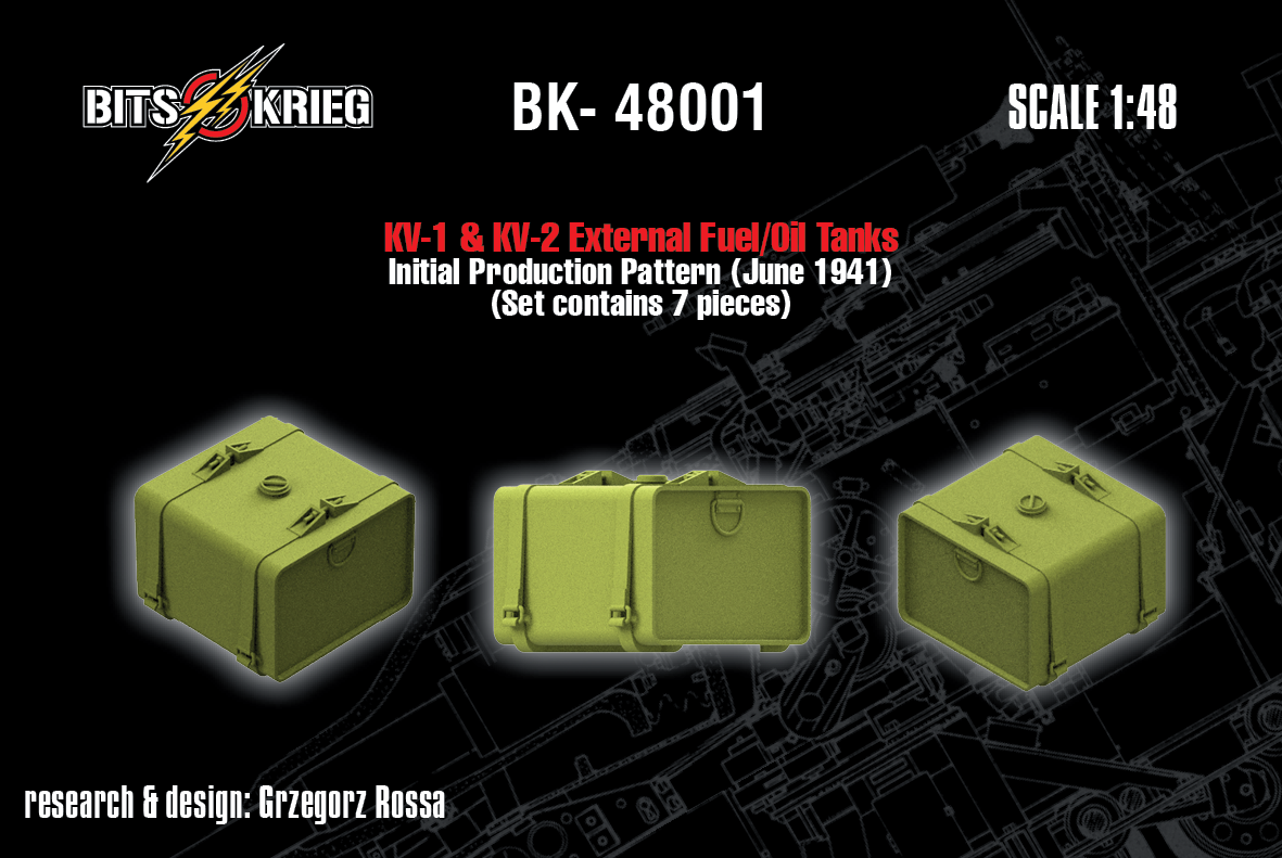 1/48 BitsKrieg BK-48001 KV-1 & KV-2 External Fuel/Oil Tanks - Init. Prod. Pattern (June 1941)