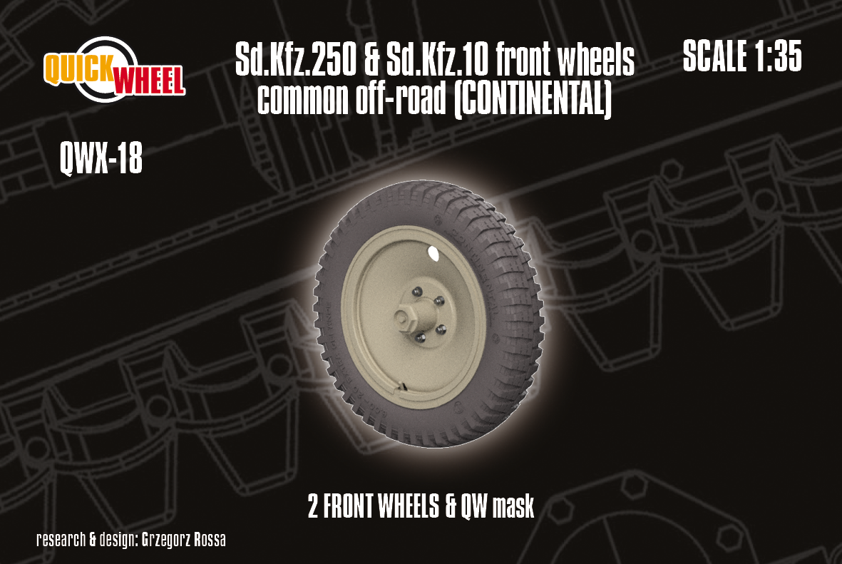 1/35 QuickWheel QWX-018 Sd.Kfz. 10 & Sd.Kfz. 250 front wheels - common off-road tread
