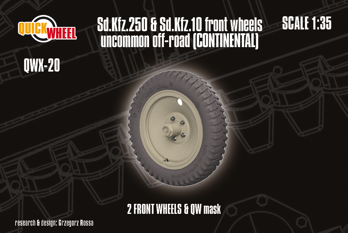 1/35 QuickWheel QWX-020 Sd.Kfz. 10 & Sd.Kfz. 250 front wheels - uncommon off-road tread