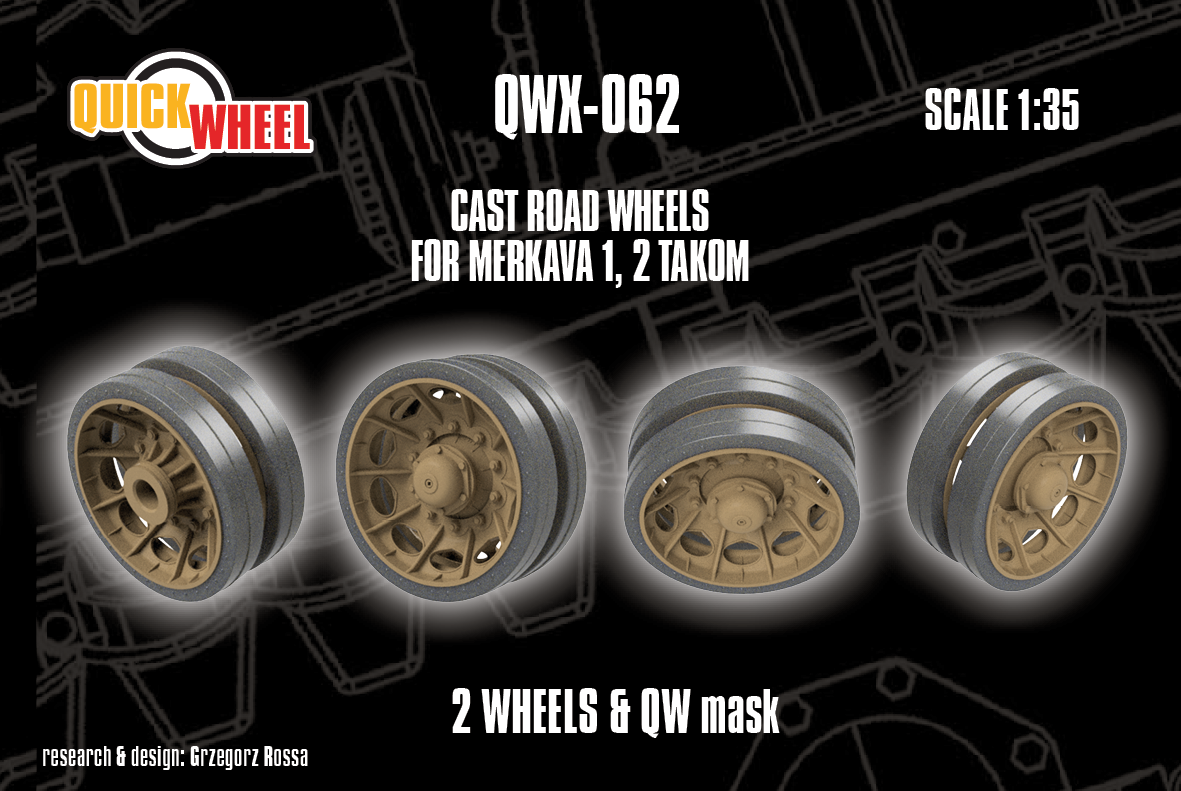 1/35 QuickWheel QWX-062 IDF Merkava I & Merkava II Cast Road Wheels x2 - Takom