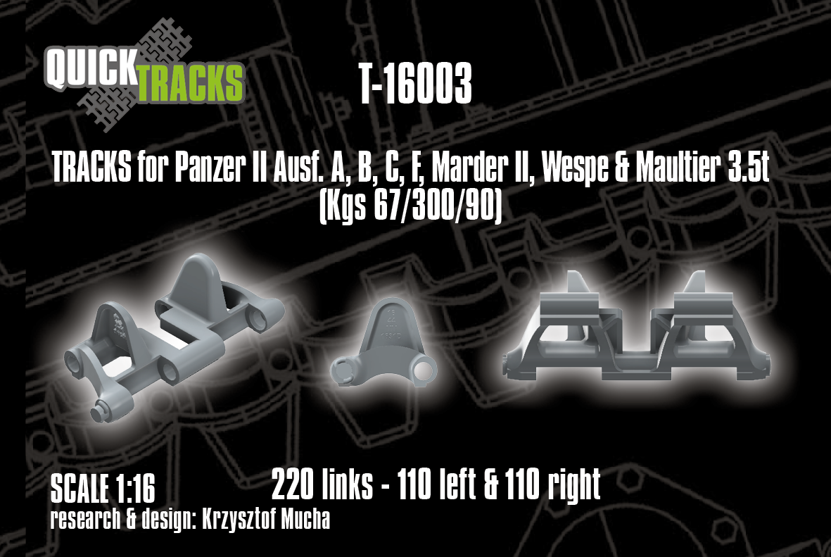 1/16 QuickTracks T-16003 Pz.Kpfw. II Ausf. A; B; C; F; Marder II; Wespe & Maultier 3,5t - Kgs 67/300/90