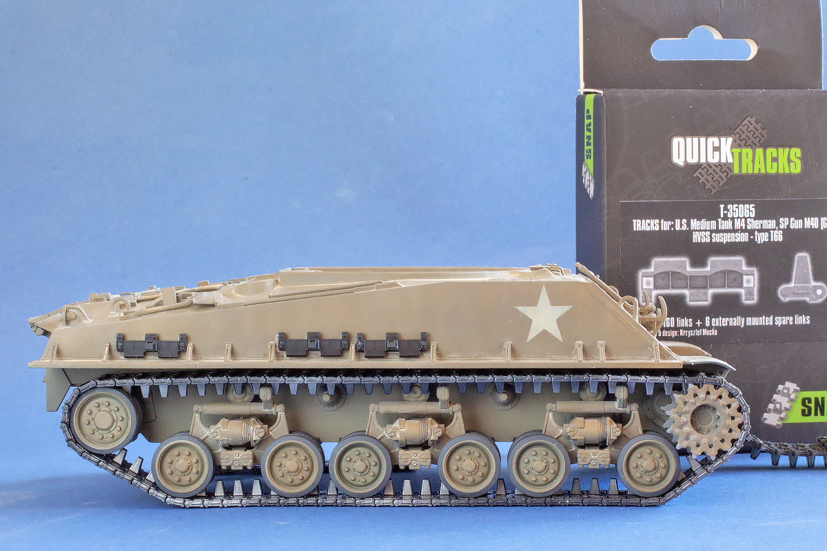 1/35 QuickTracks T-35065 Tracks for US Medium Tank M4 Sherman; SP Gun M40 (GMC) - HVSS Suspension; Type T66