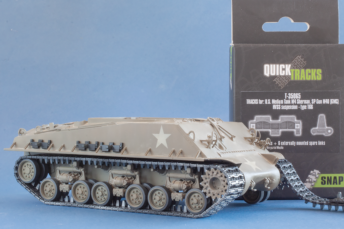 1/35 QuickTracks T-35065 Tracks for US Medium Tank M4 Sherman; SP Gun M40 (GMC) - HVSS Suspension; Type T66