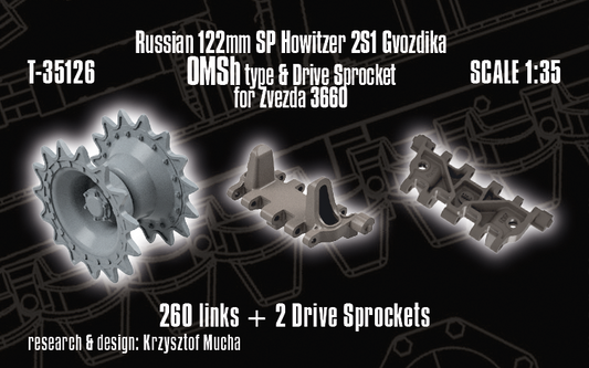 1/35 QuickTracks T-35126 122mm SP Howitzer 2S1 Gvozdika – OMSh type & Drive Sprockets for ZVEZDA