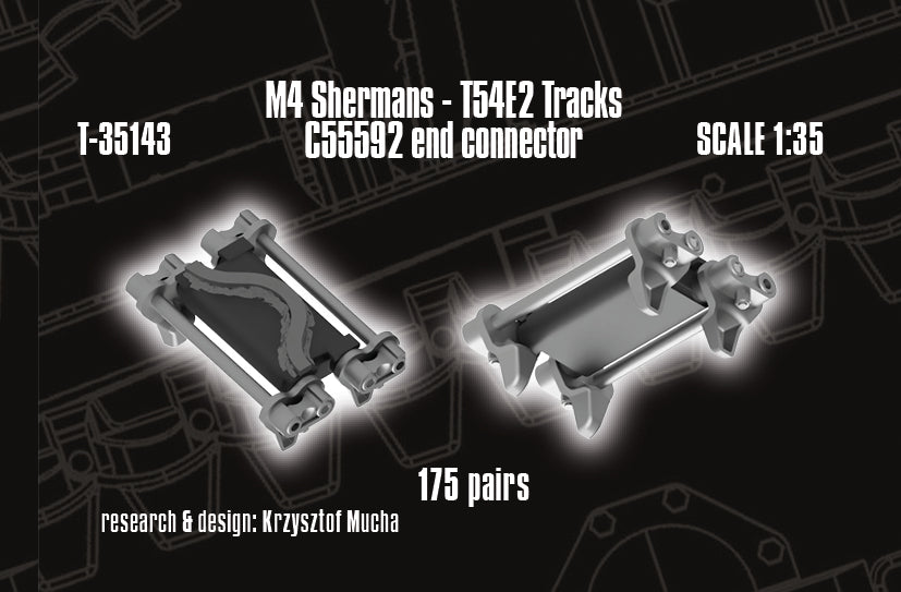 1/35 QuickTracks T-35143 T54E2 type Tracks for M4 Shermans w/ C55592 end connector