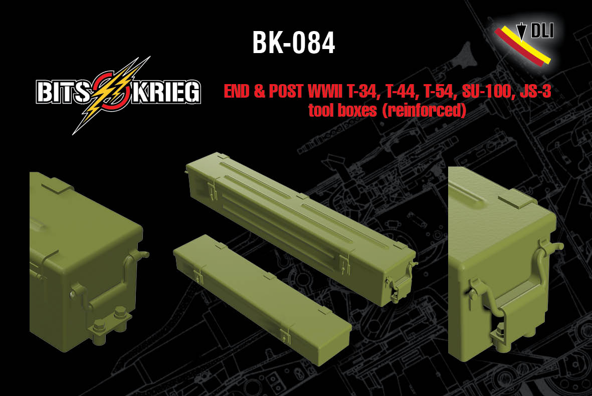 1/35 BitsKrieg BK-084 End & Post-WWII T-34; T-44; T-54, SU-100; IS-3 tank tool boxes (reinforced)