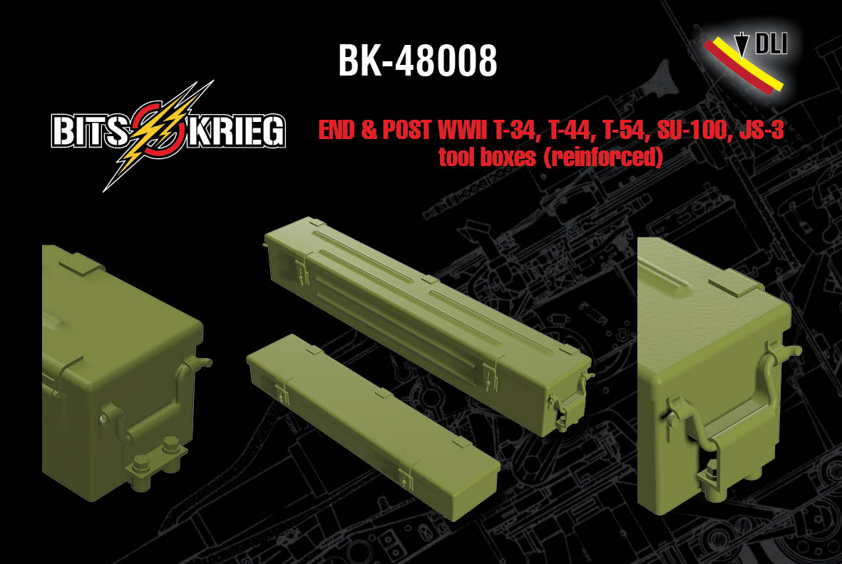 1/48 BitsKrieg BK-48008 End & Post-WWII T-34; T-44; T-54, SU-100; IS-3 tank tool boxes (reinforced)
