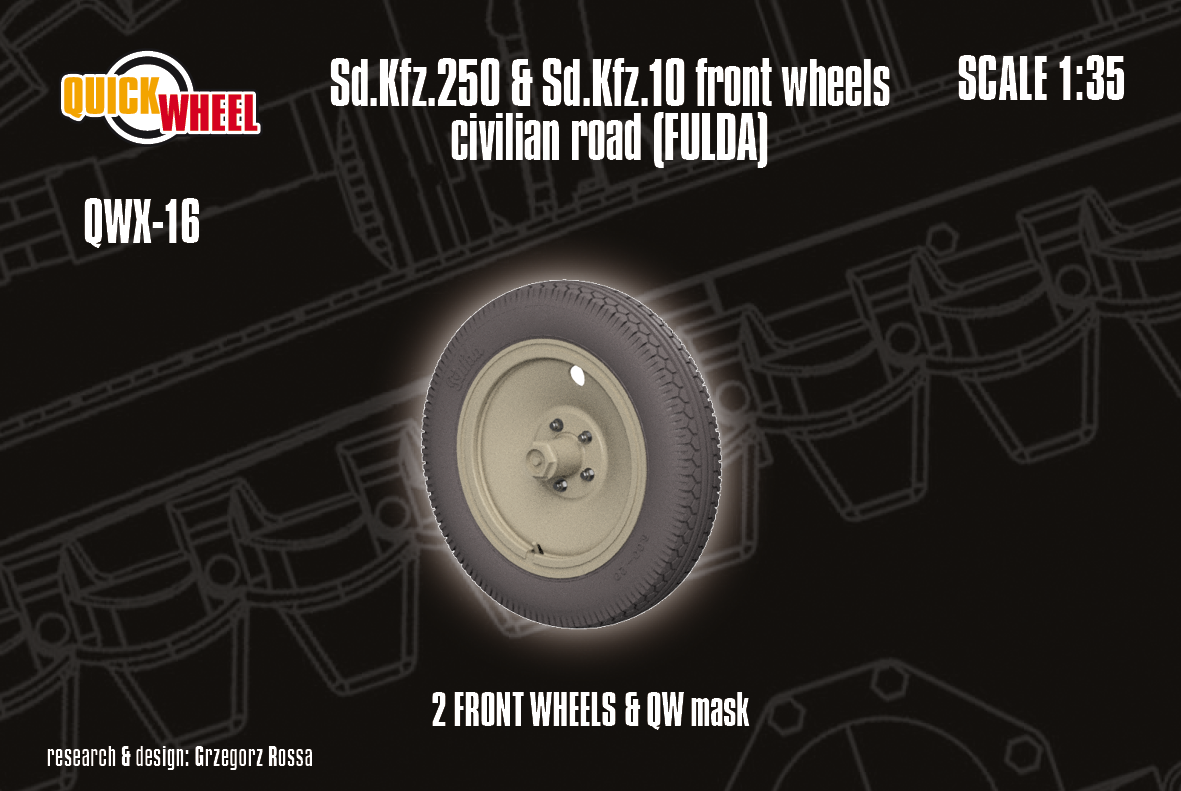 1/35 QuickWheel QWX-016 Sd.Kfz. 10 & Sd.Kfz. 250 front wheels - road tread
