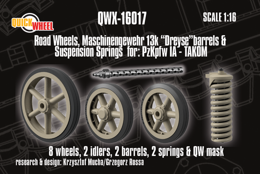 1/16 QuickWheel QWX-16017 Road wheels; MG 13k "Dreyse" barrels & Suspension springs for Pz.Kpfw. IA - Takom