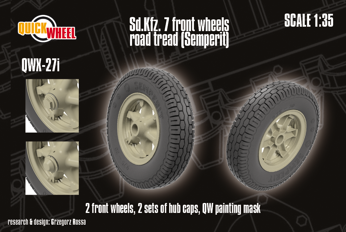 1/35 QuickWheel QWX-027i Sd.Kfz 7 front wheels, "diamond" road tread pattern (Semperit)