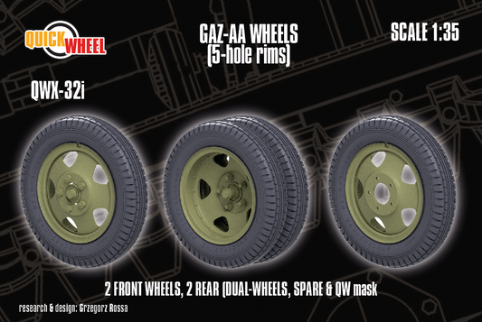 1/35 QuickWheel QWX-032 Gaz-AA Wheels (5-holed rims)