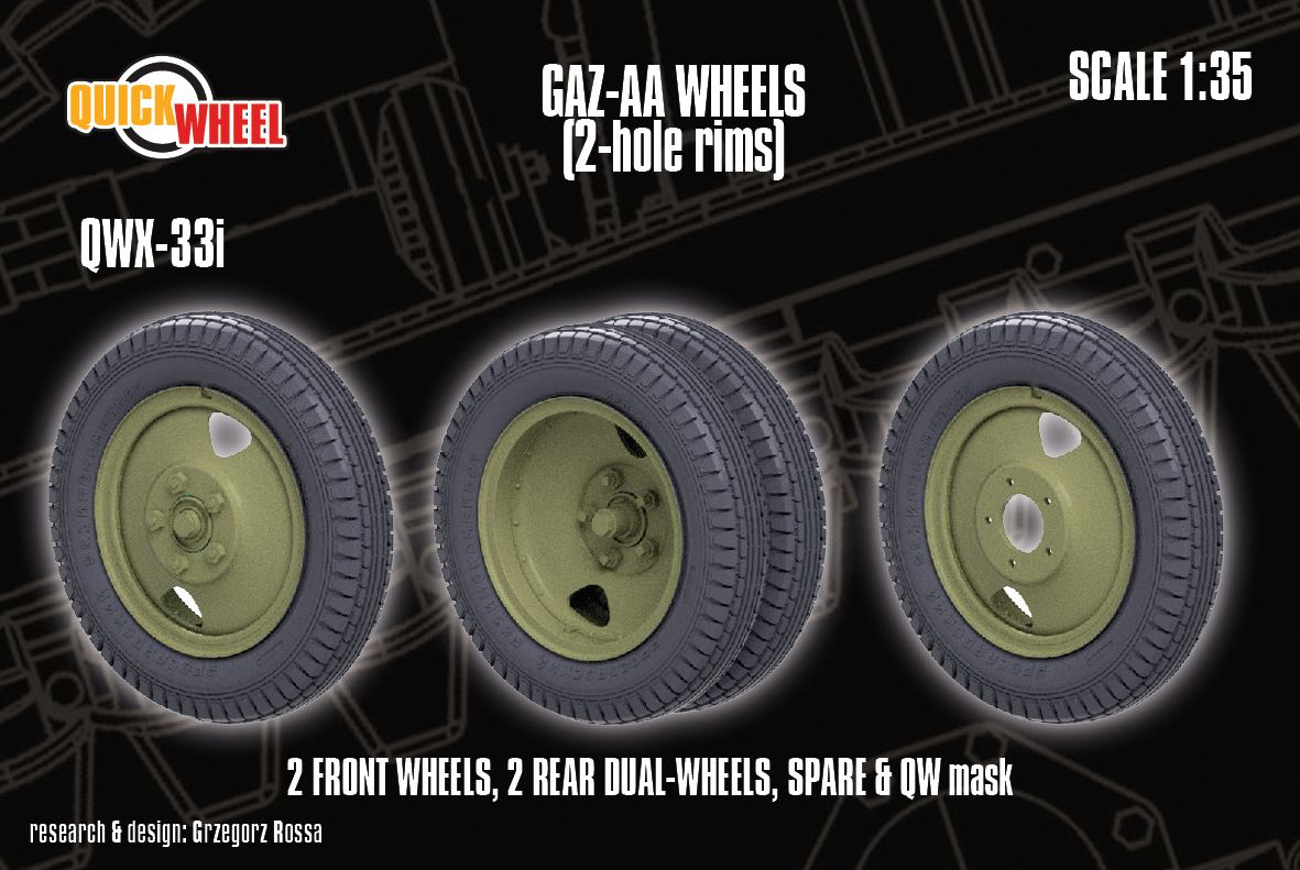 1/35 QuickWheel QWX-033 Gaz-AA Wheels (2-holed rims)