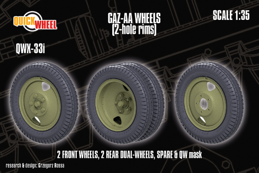 1/35 QuickWheel QWX-033 Gaz-AA Wheels (2-holed rims)