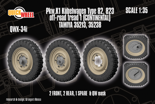 1/35 QuickWheel QWX-034 Kübelwagen Wheels - Off-road Tread 1 (for Tamiya)