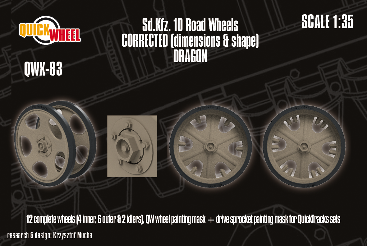 1/35 QuickWheel QWX-083 Sd.Kfz. 10 road wheels upgrade – for DRAGON