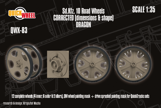 1/35 QuickWheel QWX-083 Sd.Kfz. 10 road wheels upgrade – for DRAGON