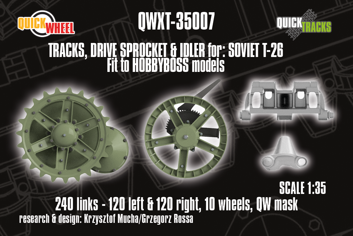 1/35 QuickWheel QWXT-35007 Tracks, Drive Sprockets & Idlers for Soviet T-26