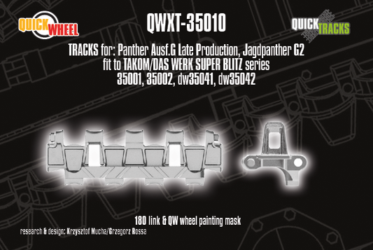 1/35 QuickWheel QWXT-35010 Panther G Late prod; Jagdpanther G2 tracks & QW Mask– for DAS WERK Super Blitz & Takom