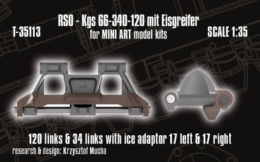 1/35 QuickTracks T-35113 RSO tracks - Kgs 66-340-120 with Ice Grousers for Mini Art kits