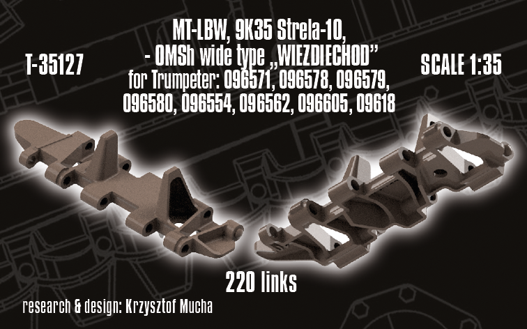 1/35 QuickTracks T-35127 MT-LBW, 9K35 Strela-10 – OMSh wide type „WIEZDIECHOD” for Trumpeter