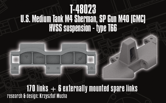 1/48 QuickTracks T-48023 Tracks for US Medium Tank M4 Sherman; SP Gun M40 (GMC) - HVSS Suspension; Type T66